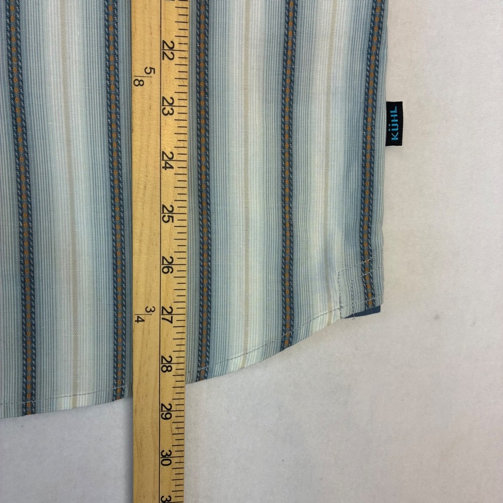 Kuhl Renegade Button Down Shirt Mens Medium Blue Stripe Short Sleeve Hiking Fish - Picture 9 of 10